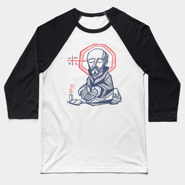 Saint Ignatius of Loyola hand drawn illustration Baseball T-Shirt by bernardojbp